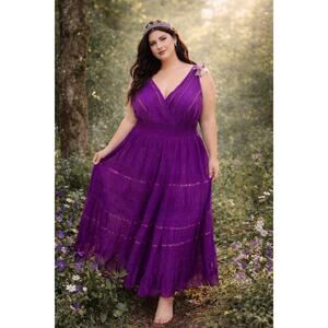 Magic Maxi Dress Women 1X Plus Size Purple Whimsical Fairy Feminine Boho